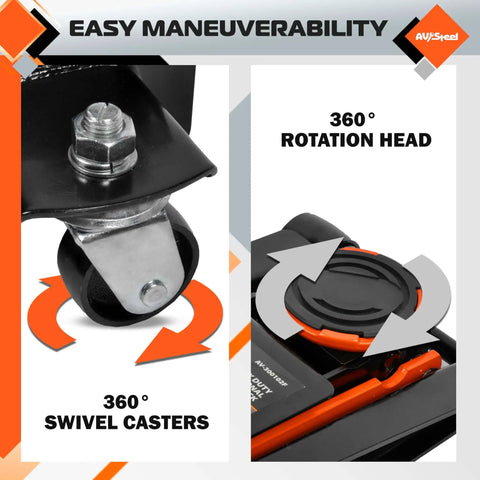 Low Profile 3 Ton Car Floor Jack With Dual Pistons And Quick Lift Pump Heavy Duty Hydraulic Floor Jack swivel casters, rotation head