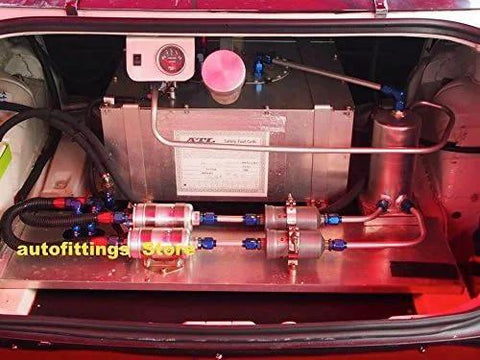Fuel system installation showcasing stainless steel T-bolt clamp with stand cradle for hose OD 3.4 to 3.7 inches 86 to 94 mm.