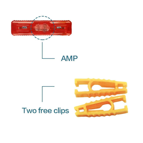 Focus keyword is: Ultimate 282-Piece Car Fuse Kit With Blade Type, Standard, Mini And Low Profile Mini Fuses From 2A To 30A For Cars, RVs, Trucks, And Motorcycles Replacement Auto Electrical Gear Must-Have. Red blade fuse and two yellow plastic clips for the Ultimate 282-Piece Car Fuse Kit With Blade Type, Standard, Mini And Low Profile Mini Fuses From 2A To 30A For Cars, RVs, Trucks, And Motorcycles Replacement Auto Electrical Gear Must-Have.