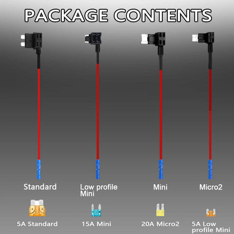 Image showing 16 Pack Car Add A Circuit Fuse Tap Kit With Four Tap Types Standard Mini Micro2 And Low Profile 12V Fuse Taps.