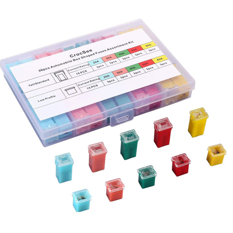 Go To Car Fuses Assortment Kit With 30 Pieces Of Standard And Low Profile Micro Cartridge Fuses For Cars Trucks SUVs And RVs