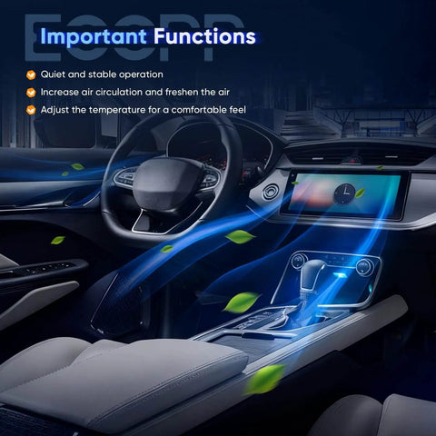 Car interior with blue airflow lines highlighting AC Blower Motor 700203 Compatible With Acura MDX TL RDX TLX TSX 2007 2017 And Honda