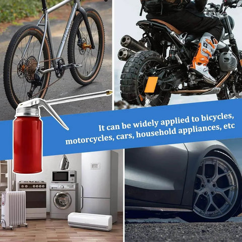 Car Oil Can Pump Oiler 200 Ml High Pressure Cold Rolled Steel Spray Gun With Spout Universal Vehicle Oiler with bikes and cars