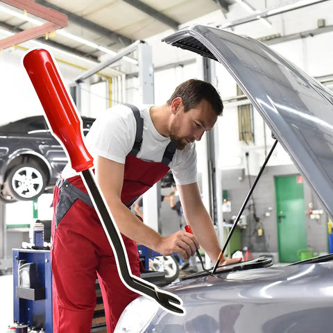 Mechanic using Pro Grade 1 Piece Fastener Remover for Car Panels and Doors Clip Puller in auto repair shop