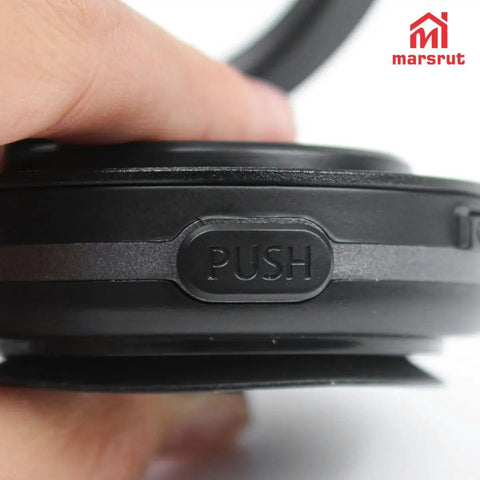 Close-up of Vacuum Car Phone Mount Holder With Magnetic 360 Degree Rotatable Stand showing push button mechanism