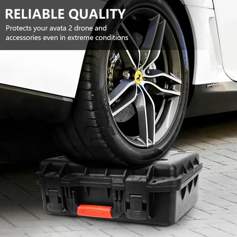 Hard Case For Avata 2 Drone Combo Waterproof Travel Case Fits DJI Goggles 3 RC Motion 3 under car tire showing durability