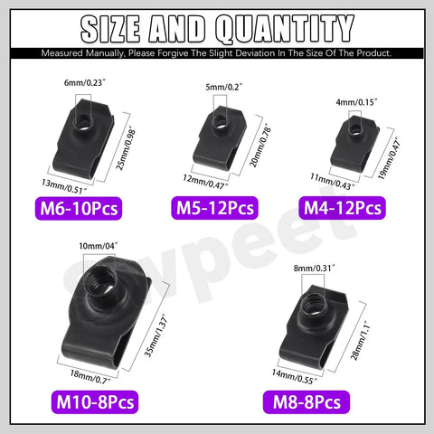 Heavy Duty Car U Clip Kit 50 Pieces M4 M5 M6 M8 M10 U Clips assortment and sizes