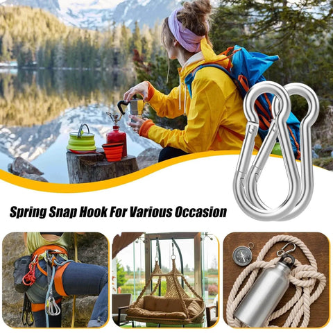 30 Pcs Heavy Duty 3 Inch Spring Snap Hook M8 Five Sixteenth Inch Galvanized Steel Carabiner, ideal for camping and hammocks