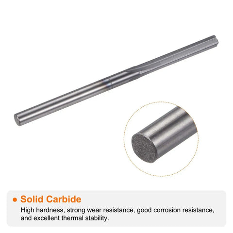 Carbide Chucking Reamer 0.119 Inch Diameter 3.022 mm Straight Flute Straight Shank Tool for Metalworking Lathes and CNC Machining Centers