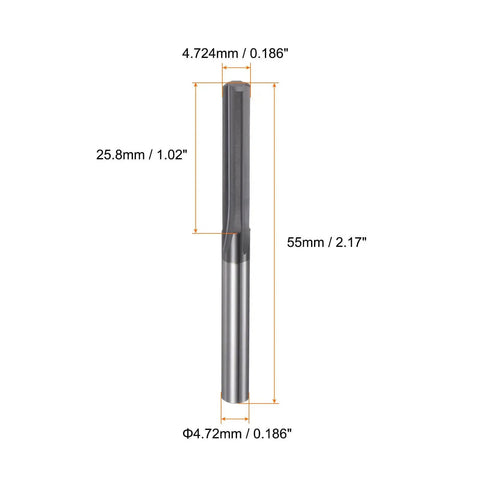 Carbide Chucking Reamer 0.186 Inch Diameter Straight Flute Straight Shank Uncoated Solid Carbide Reamer For Metal Lathe And CNC Machining Centers Workhorse Precision HARFINGTON dimensions displayed.