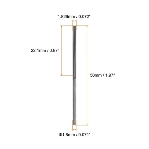 Pro Grade Carbide Chucking Reamer 0.072 Inch 1.829 Millimeter Diameter With Straight Flute And Straight Shank For Metalworking