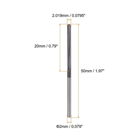 Carbide Chucking Reamer 0.0795 Inch Dia 2.019 mm Straight Flute Straight Shank CNC Machining Center Tool for Metal Lathe Work High Precision Black Finish