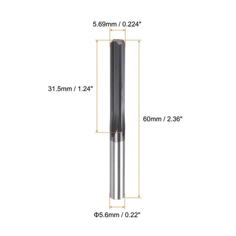 Front view of Carbide Chucking Reamer 0.224 Inch Straight Flute Tool For Metalworking Lathes And CNC Machining Centers