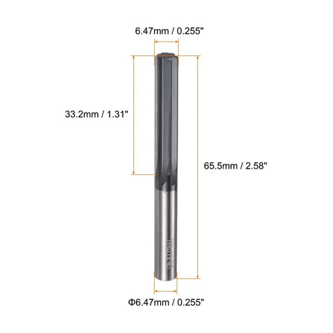 Carbide Chucking Reamer 0.255 Inch Diameter 6.47mm Straight Flute Straight Shank For Metal Lathes CNC Machining Centers Black HARFINGTON