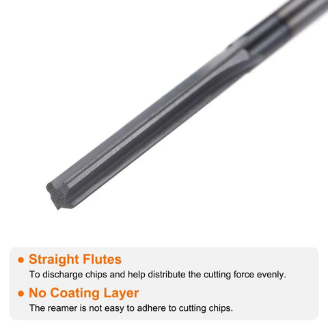 Close-up of Carbide Chucking Reamer Pro Grade 0.127 Inch Diameter with straight flutes and no coating, visible features.