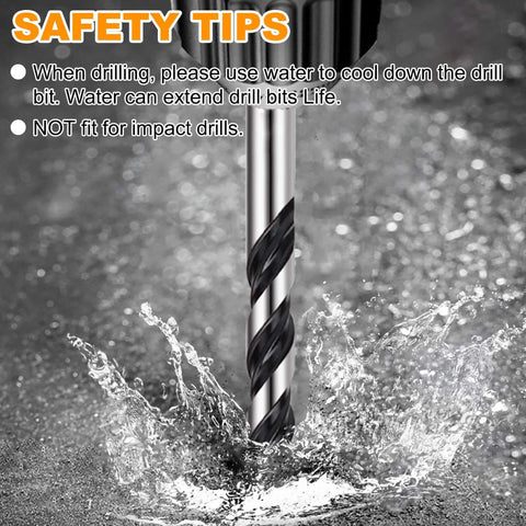 Close-up of a drill bit from the Carbide Masonry Drill Bit Set 1/8 to 1/2 Inch for Concrete Tile Brick Cement - 10 Pack splashing in water