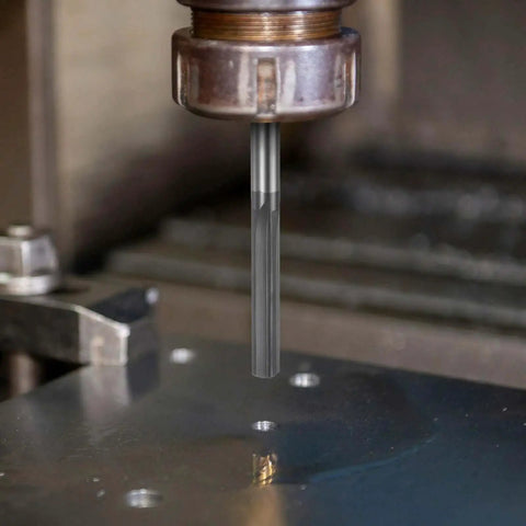 Carbide Straight Flute Reamer For Metalworking And CNC Lathes 0.05 Inch Cutting Diameter installed in CNC machine