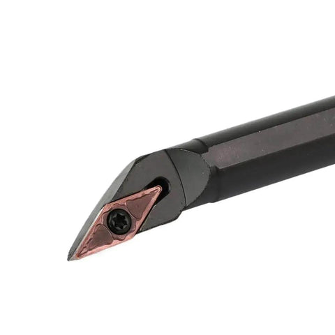 Carbide Indexable Boring Bar S16Q SVJCR11 Internal Turning Tool Holder For VCMT Inserts, visible cutting edge and insert.