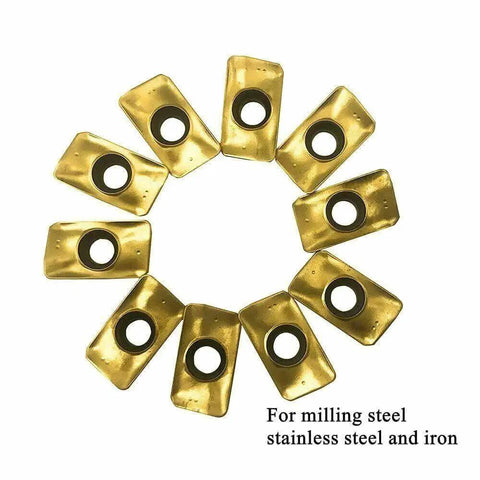 10 tin-coated carbide milling inserts for 40 Piece APMT1135PDER Pro Grade Tin Coated Carbide Milling Inserts Set For BAP300R Holders