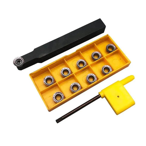 10-Piece RPMT10T3 R5 Indexable Carbide Milling Inserts Set With Half Inch SRDPN1212H10 Tool Holder For Metal Lathe Cutting Tools.