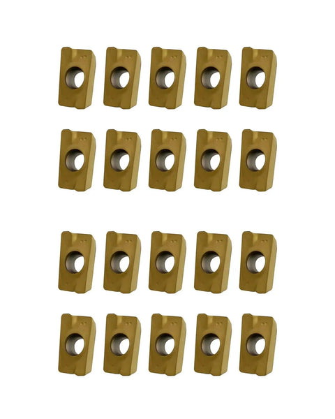 Set of carbide milling inserts displayed, 9.3mm wide, for BAP400R tool holders, with PVD/CVD coating for tough steel work.