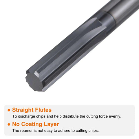 Carbide Chucking Reamer 0.38 Inch Diameter Straight Flute Straight Shank For Metal Lathe CNC Machining Centers Pro Grade Precision Finish Long Tool Life Black Harfington close-up view