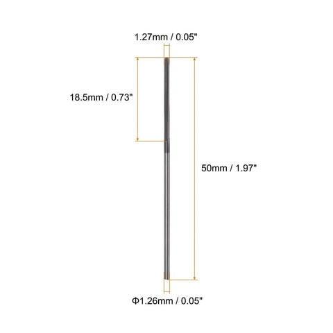 Carbide Straight Flute Reamer For Metalworking And CNC Lathes 0.05 Inch Cutting Diameter 50mm Overall Length diagram