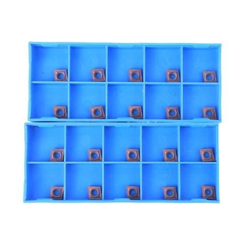 Carbide Turning Inserts Set Of 20 CCMT21.51 CCMT060204 Multilayer Coated, in blue storage case, for CNC lathe tools