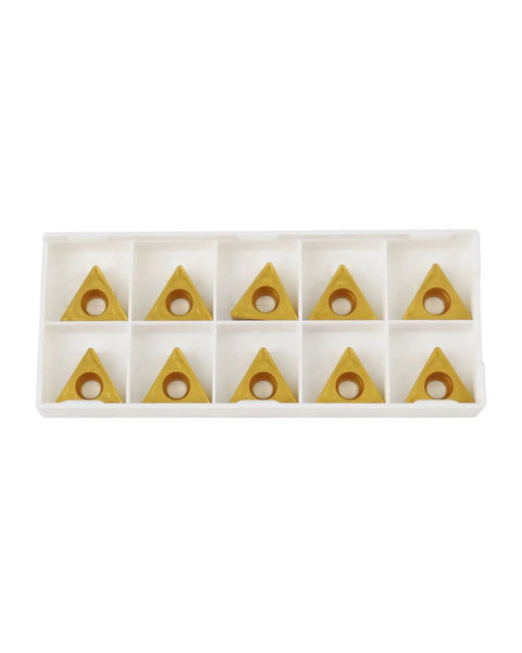 Premium Carbide Turning Inserts for Steel and Stainless by Zorqon, 10 Pack TCMT32.52 and TCMT16T308 External Lathe Tool Inserts