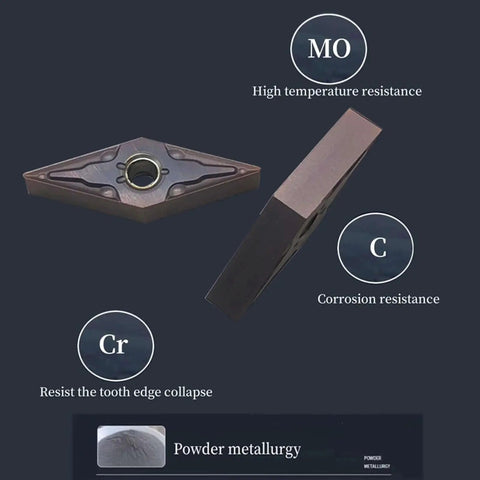 Pro Grade 10pc Set Carbide Turning Inserts VNMG331 VNMG160404 For MVJNR MVJNL MVVNN Tool Holders with CVD coating details displayed.