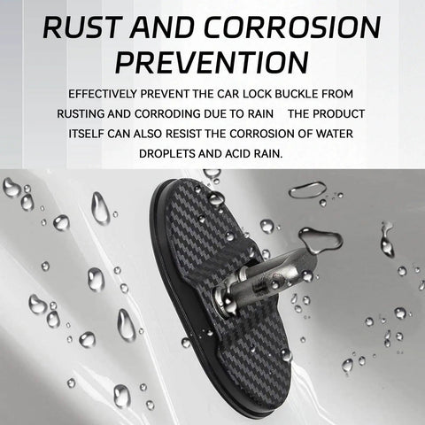 Carbon Fiber Look Car Door Latch Cover Kit, Rustproof Strike Protector, Silencer And Vibration Dampening Shield, water-resistant.