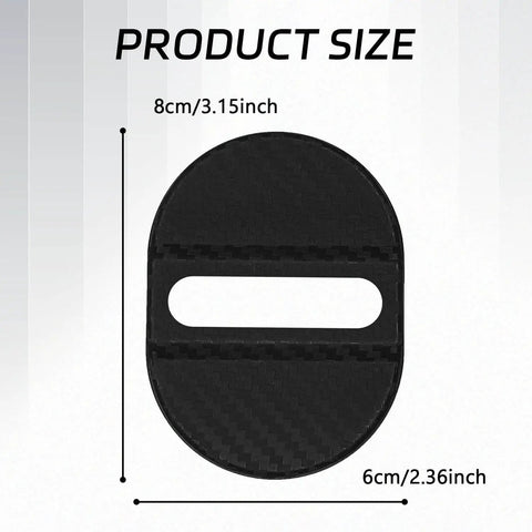 Carbon Fiber Look Car Door Latch Cover Kit, Rustproof Strike Protector, Silencer And Vibration Dampening Shield, 8 x 6 cm