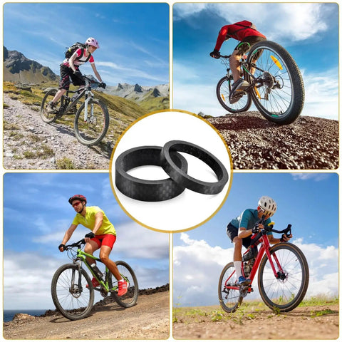 Cyclists using Eleven Piece Carbon Fiber Headset Spacers For One And One Eighth Inch Stems Matte Finish for MTB and road bikes