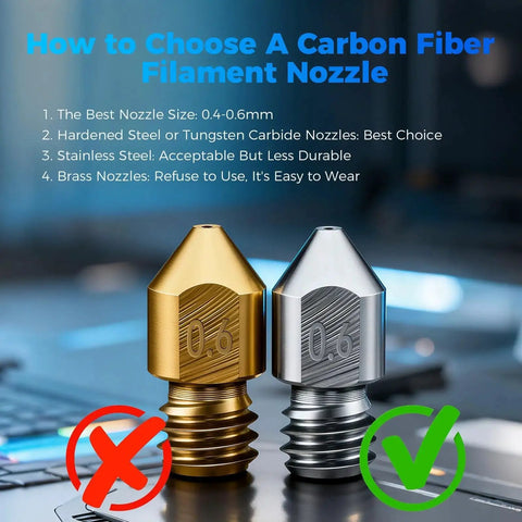 Comparison of brass and steel nozzles for Carbon Fiber Reinforced PETG 1.75mm Matte Blue 1kg 3D Printer Filament With Dimensional Stability.