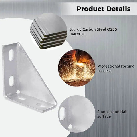 90 Degree Gusseted Fittings for Unistrut Channel 1-5/8 Inch: Carbon Steel Q235 4-Hole Right Angle Connector Brackets, side view