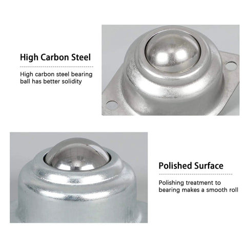 1 Inch Rolling Ball Transfers 16 Pcs Carbon Steel Two Hole Flange Mounted Units for Conveyors close-up view