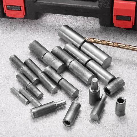 Set Of 10 Weldable Barrel Hinges 2 Inch By 3/8 Inch Carbon Steel Heavy Duty Detachable Weld On Door Hinges for Metal Gates shown