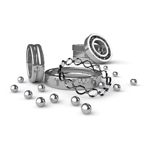 20pcs 20mm Carbon Steel Bearing Balls Precision Polished ready for use in bearings and DIY projects, scattered with metallic rings in view.