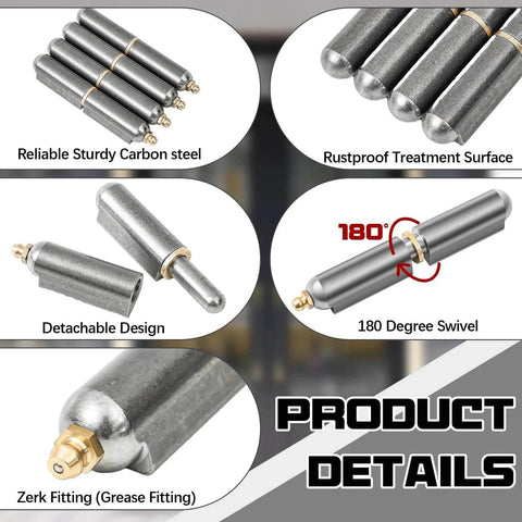 Product details of 5 Pack Weld On Bullet Barrel Hinges 4 Inch Heavy Duty Carbon Steel For Swing Doors Trailers Ramps, includes detachable design and 180-degree swivel.