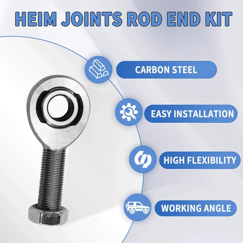 1/2-20 Heim Joint Rod End Kit chromoly rod ends, right and left threads, 0.065 jam nuts, for steering and suspension setups