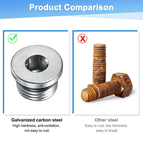 Product comparison: galvanized carbon steel plug vs rusty steel bolts