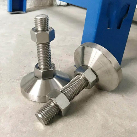 Heavy duty carbon steel nickel plated 4 inch adjustable leveling feet for furniture and equipment on concrete floor