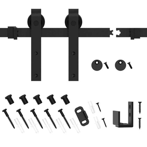 4FT Super Mini Sliding Barn Door Hardware Kit for Single Door TV Stands Wardrobes and Cabinets with J Shape Hanger Carbon Steel