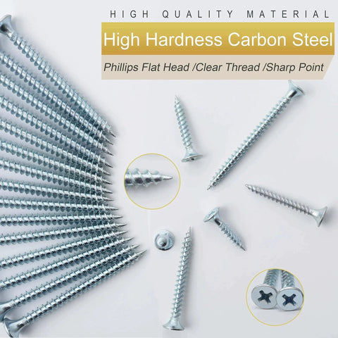 High Hardness Wood Screws Set 209 Pieces Phillips Flat Head Drywall And Wood Screws Six Sizes