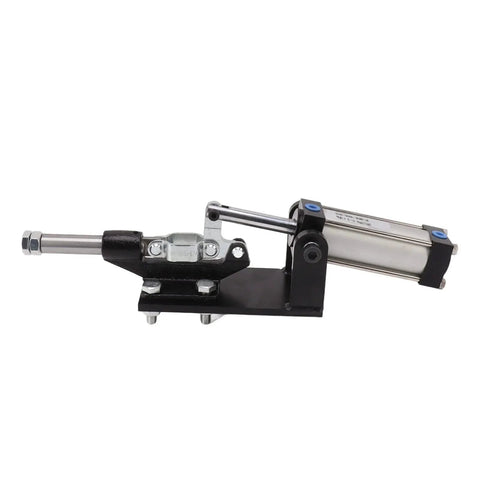 Side view of Metal Pneumatic Toggle Clamp With Auto Control Industrial Air Clamp in carbon steel for efficient production