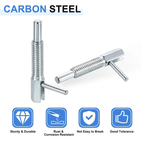 Two Pack Retractable Indexing Plunger Pins M6 Thread, 41.5mm Overall Length, carbon steel locking pins for machinery