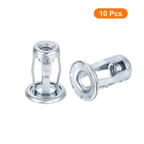 Multi Grip Rivet Nut Set 10Pcs 10-24 Thread Carbon Steel Blind Rivet Nuts With Zinc Finish, showing two rivet nuts on white background.