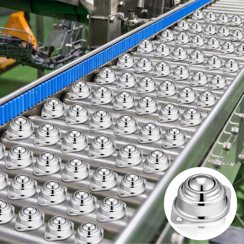 30 Pcs 1" Roller Ball Transfer Bearing 400 Lbs Load Capacity Carbon Steel Round Ball Transfer Unit Universal Casters on conveyor