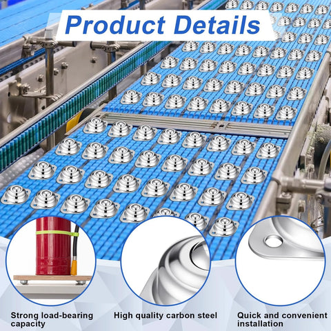 30 Pcs Roller Ball Transfer Bearings Set in Carbon Steel for Universal Casters and Conveyor Roller Stand Applications, One Half Inch