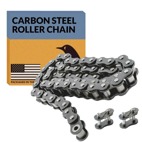 ✝️ #35 Roller Chain - 10 Feet + 2 Free Connecting Links - Carbon Steel Chains displayed with packaging